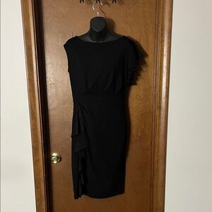 Aisize Black Ruffle Pencil Dress – Size L – NWT